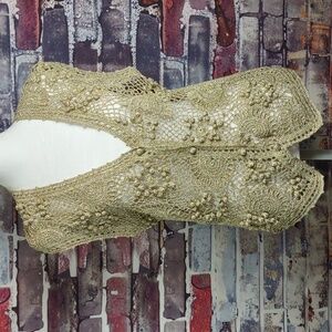 Suzelle Gold Lurex Crochet Sweater Vest
